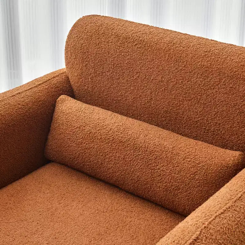 Canapé moderne en tissu d'agneau, structure en bois massif, coussin décoratif inclus