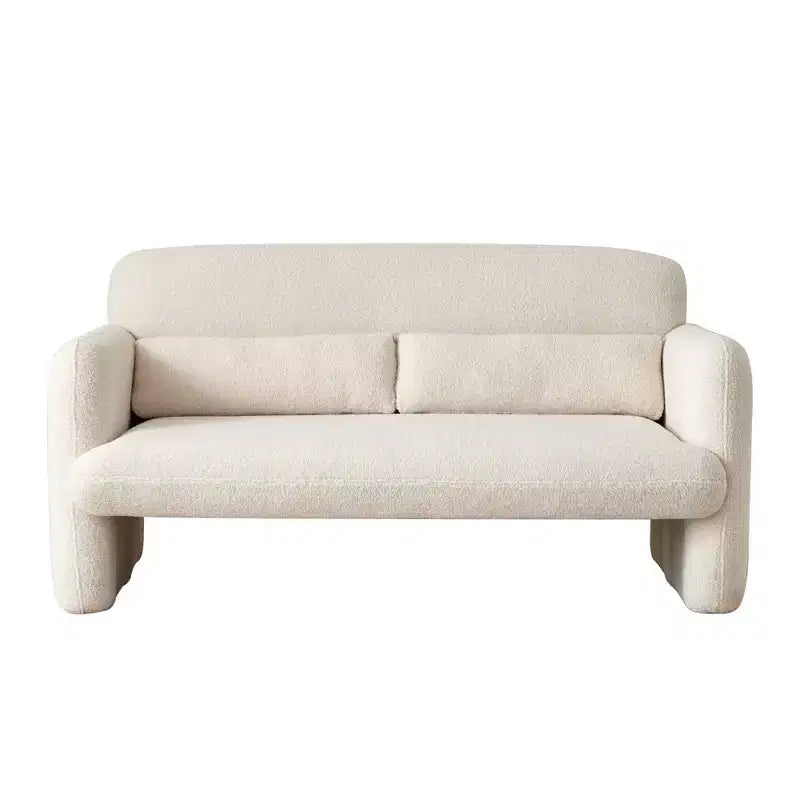 Canapé moderne en tissu d'agneau, structure en bois massif, coussin décoratif inclus