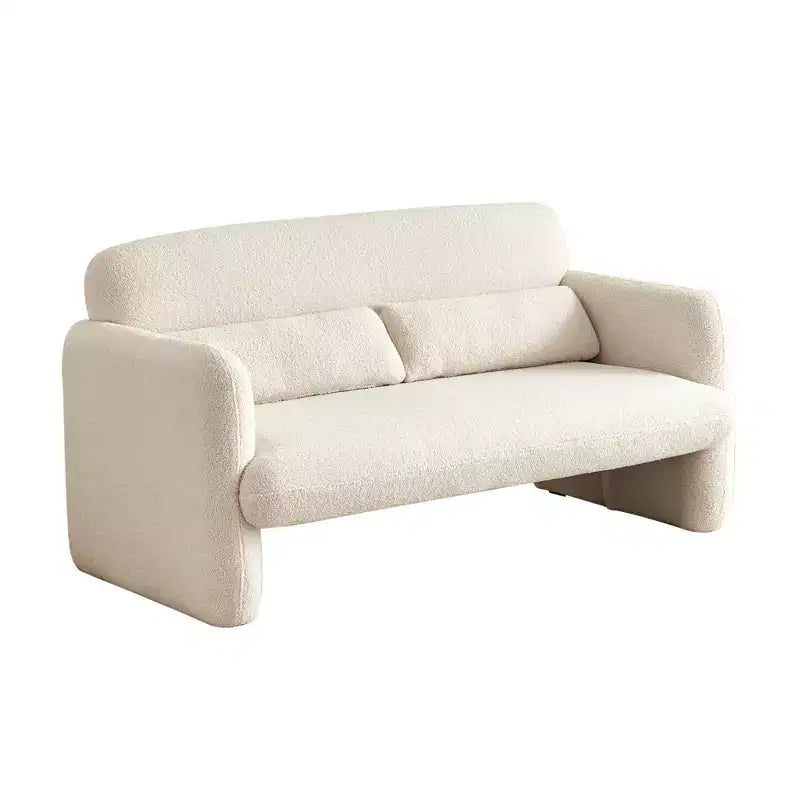 Canapé moderne en tissu d'agneau, structure en bois massif, coussin décoratif inclus