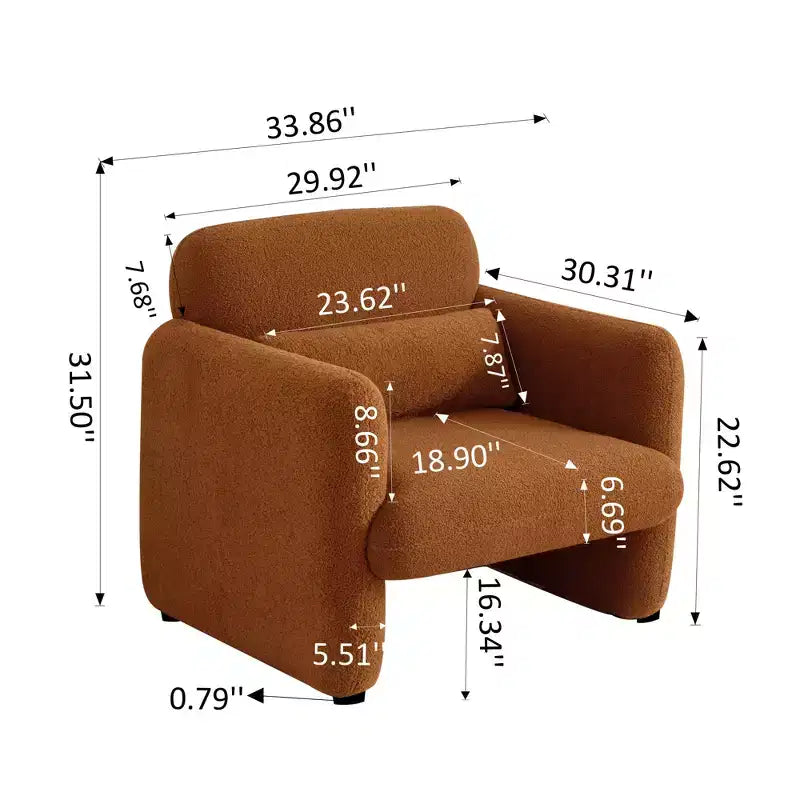 Canapé moderne en tissu d'agneau, structure en bois massif, coussin décoratif inclus