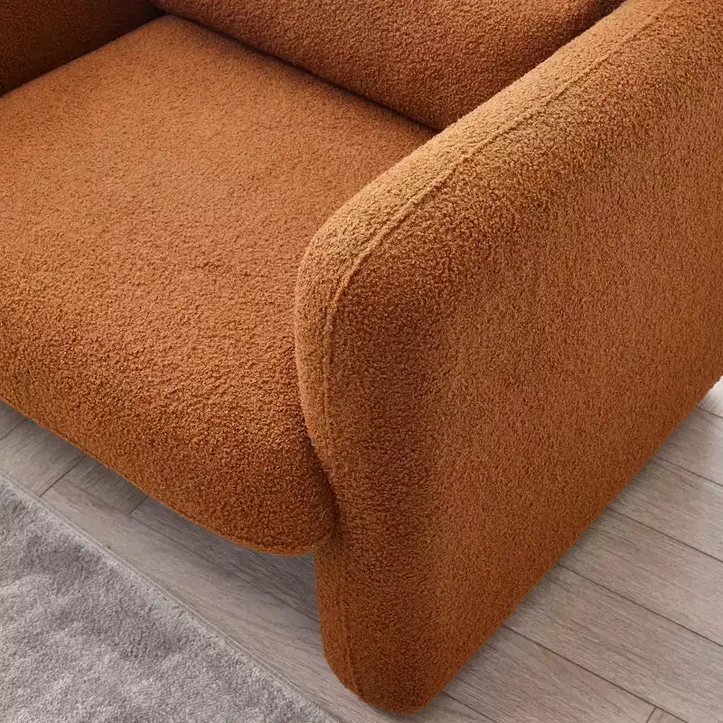 Canapé moderne en tissu d'agneau, structure en bois massif, coussin décoratif inclus