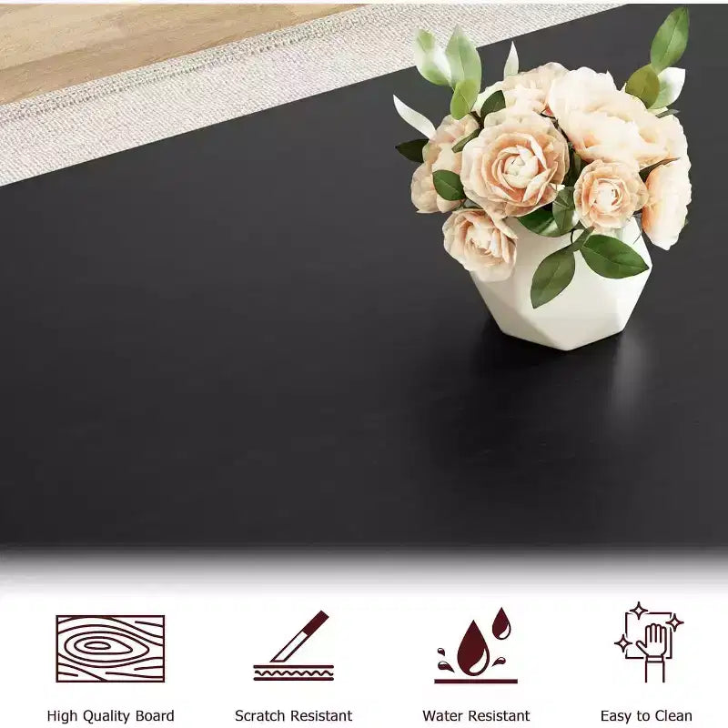 Table de cuisine rectangulaire avec cadre métallique robuste, table de salle à manger avec bancs