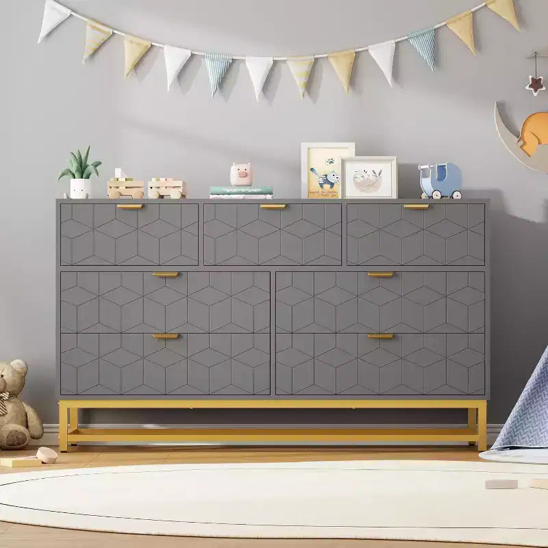 Organisateur de commode de chambre à coucher avec poignée en métal doré