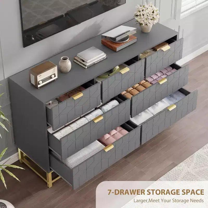 Organisateur de commode de chambre à coucher avec poignée en métal doré