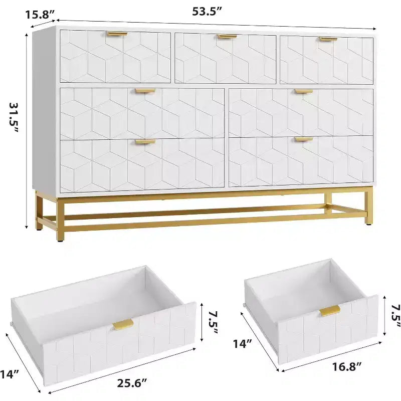 Organisateur de commode de chambre à coucher avec poignée en métal doré
