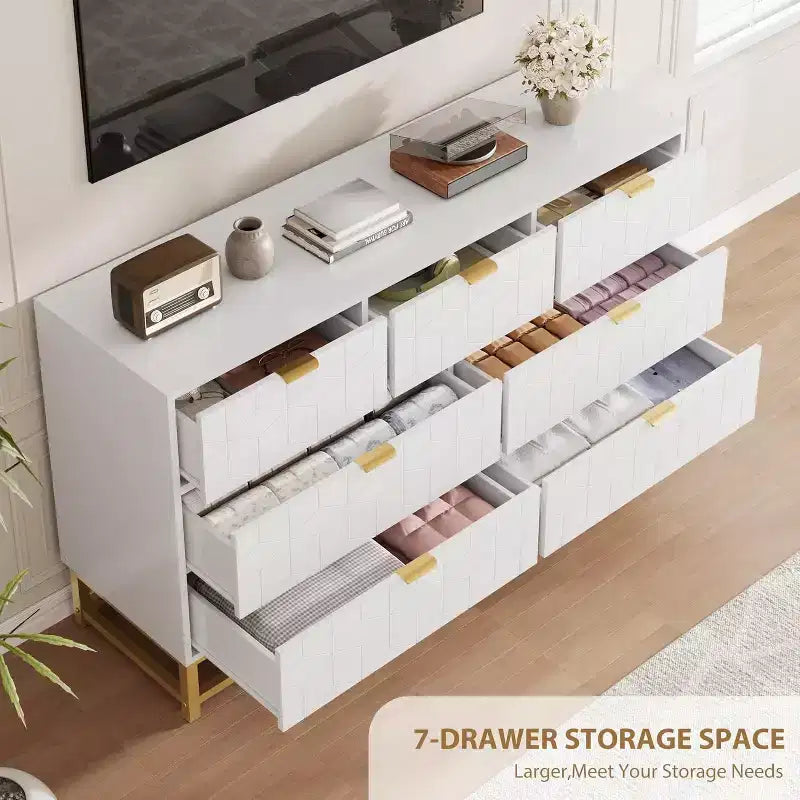 Organisateur de commode de chambre à coucher avec poignée en métal doré