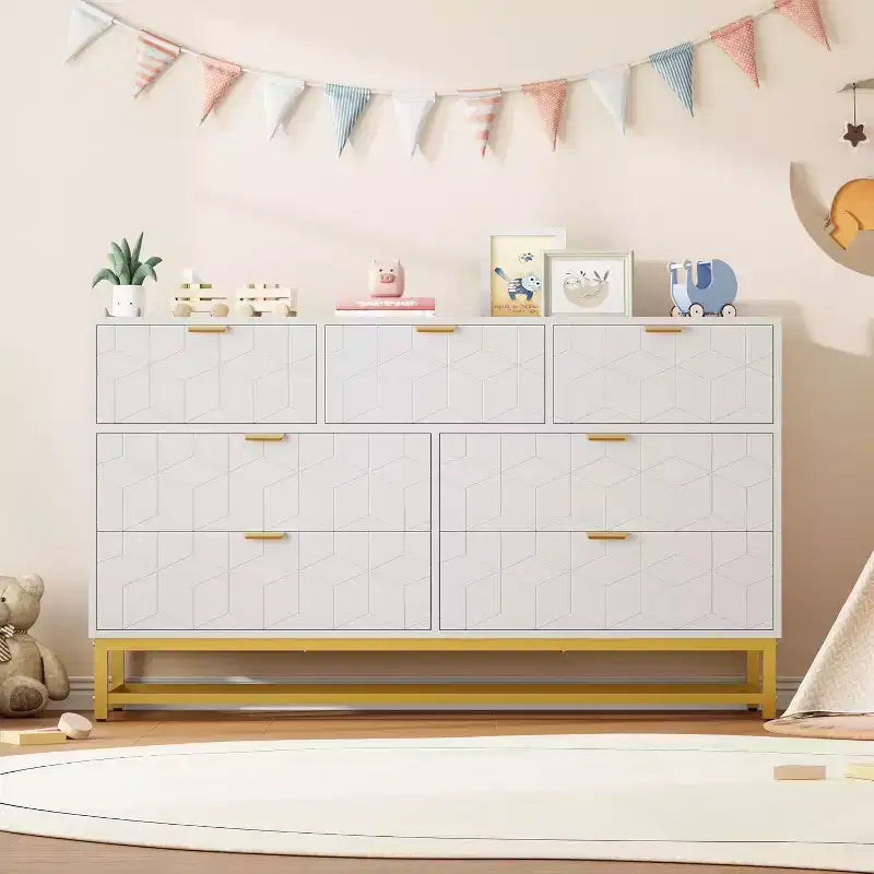 Organisateur de commode de chambre à coucher avec poignée en métal doré