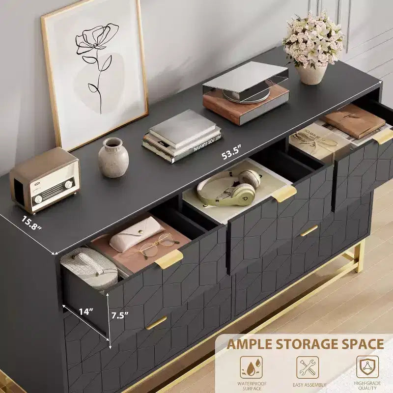 Organisateur de commode de chambre à coucher avec poignée en métal doré