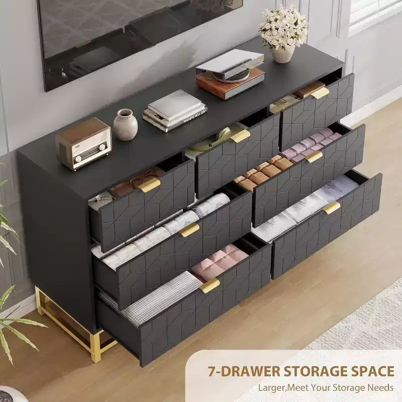 Organisateur de commode de chambre à coucher avec poignée en métal doré