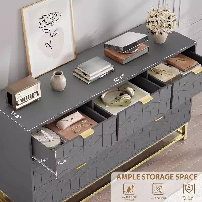 Organisateur de commode de chambre à coucher avec poignée en métal doré