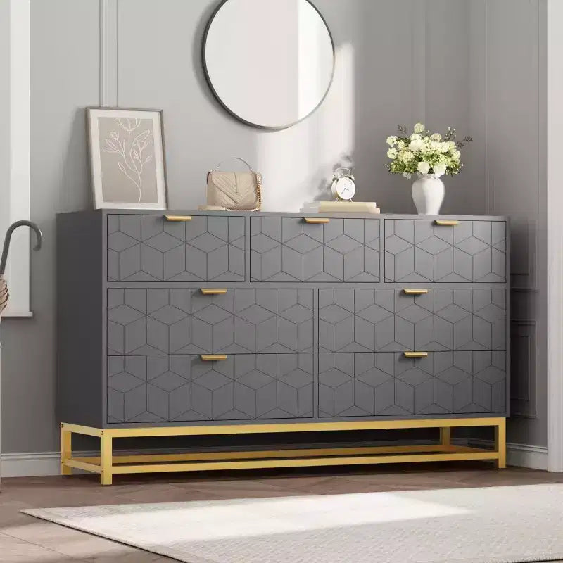 Organisateur de commode de chambre à coucher avec poignée en métal doré