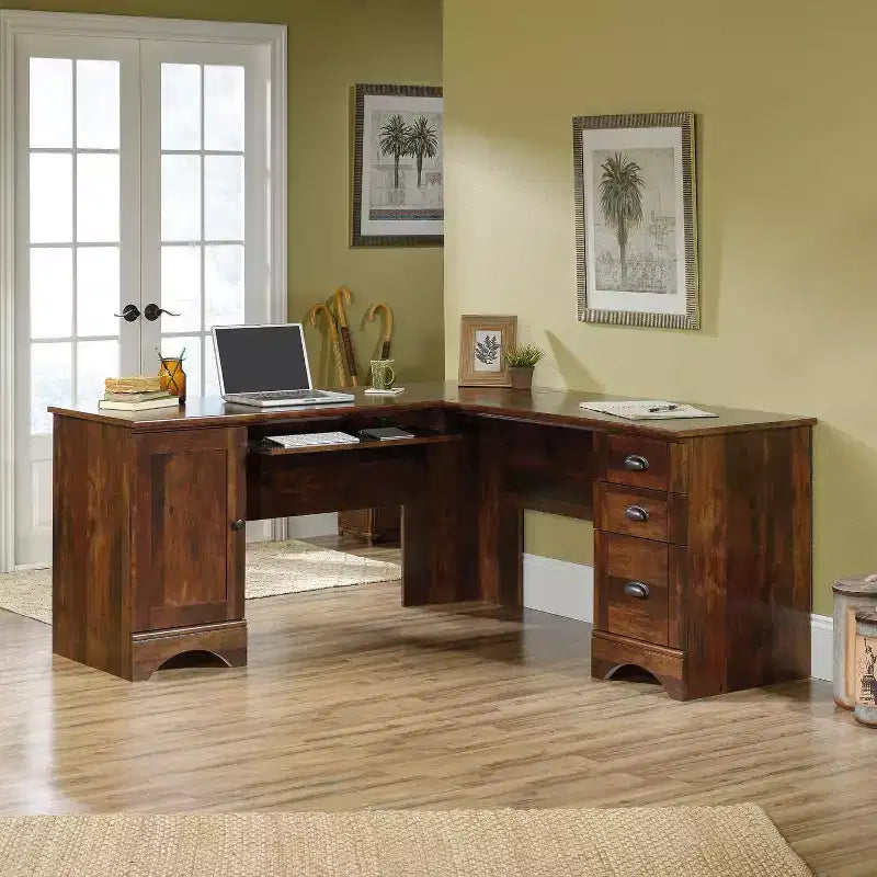 Bureaux d'ordinateur en bois marron avec tiroir multifonction