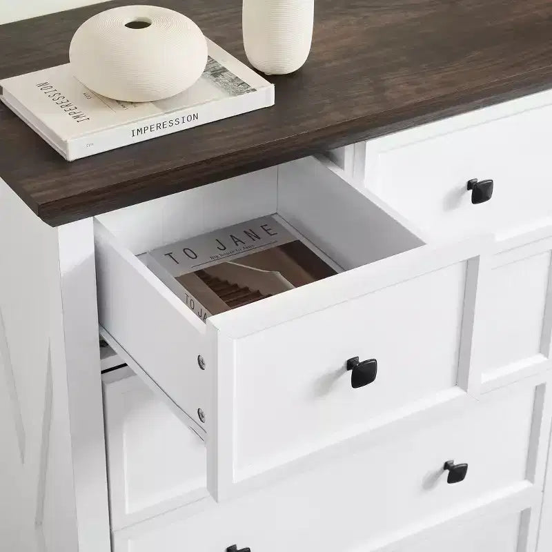 Commode haute 6 tiroirs Meuble de rangement pour dressing