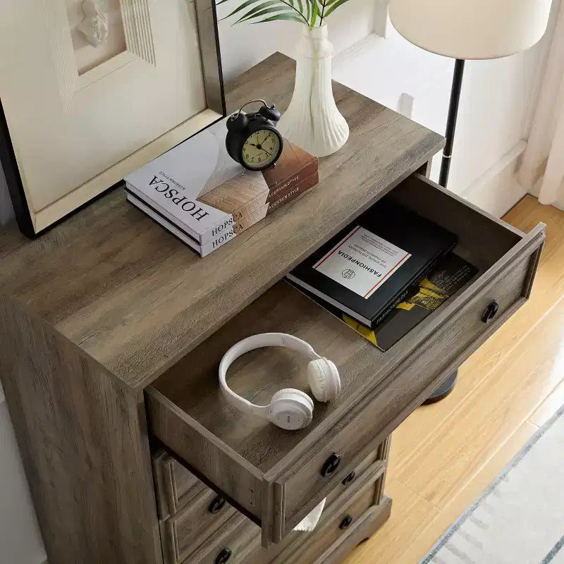 Commode haute 6 tiroirs Meuble de rangement pour dressing