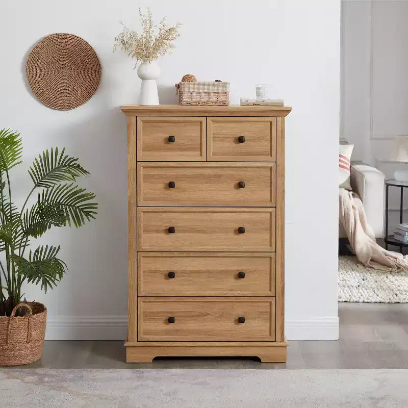 Commode haute 6 tiroirs Meuble de rangement pour dressing