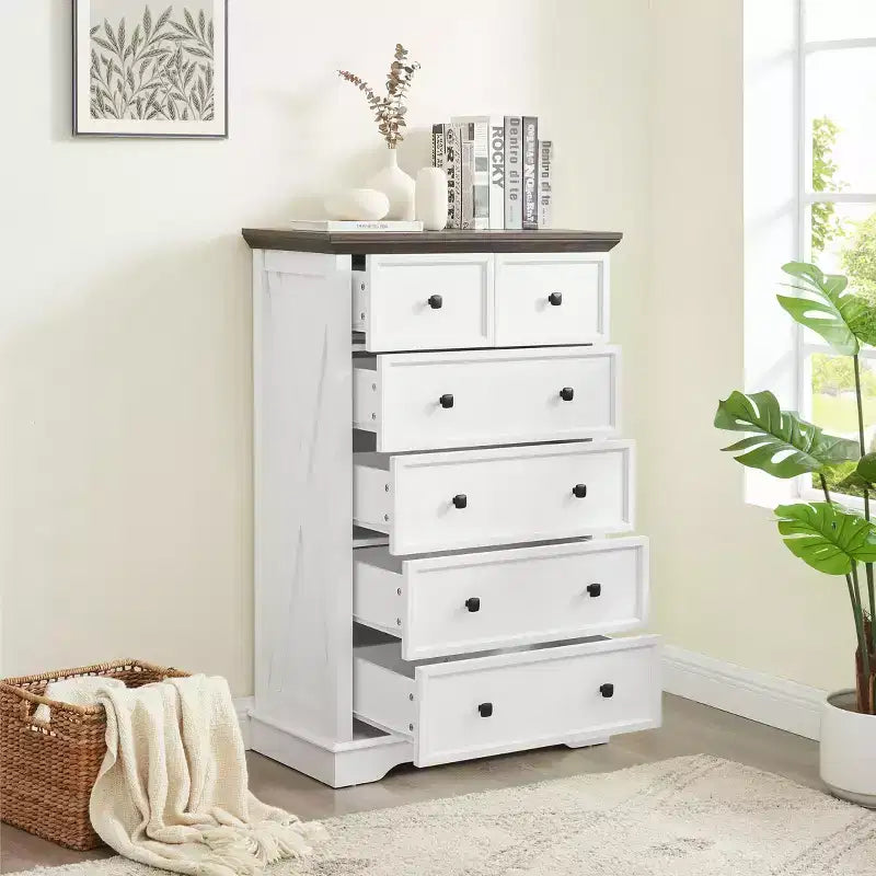 Commode haute 6 tiroirs Meuble de rangement pour dressing