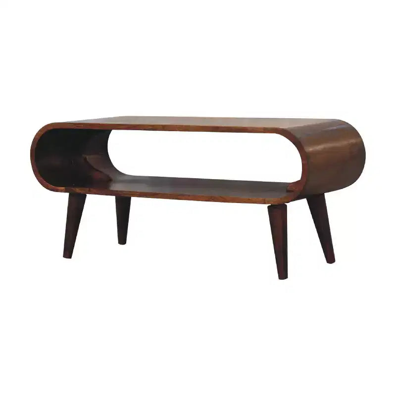 Table basse incurvée en bois de manguier de style nordique