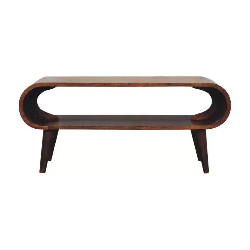 Table basse incurvée en bois de manguier de style nordique