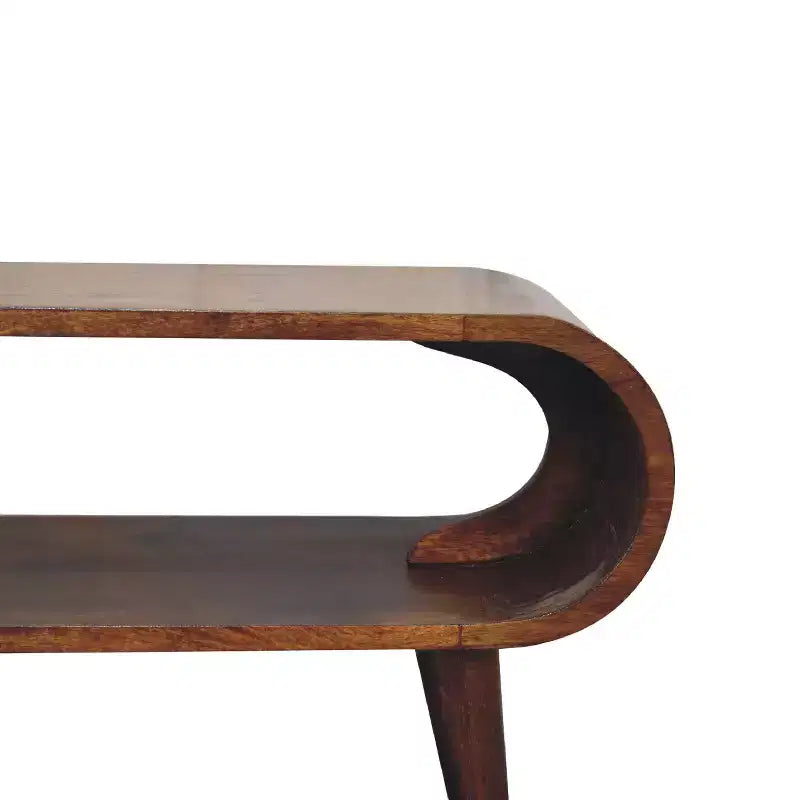 Table basse incurvée en bois de manguier de style nordique