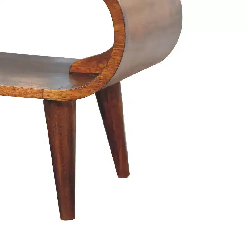 Table basse incurvée en bois de manguier de style nordique