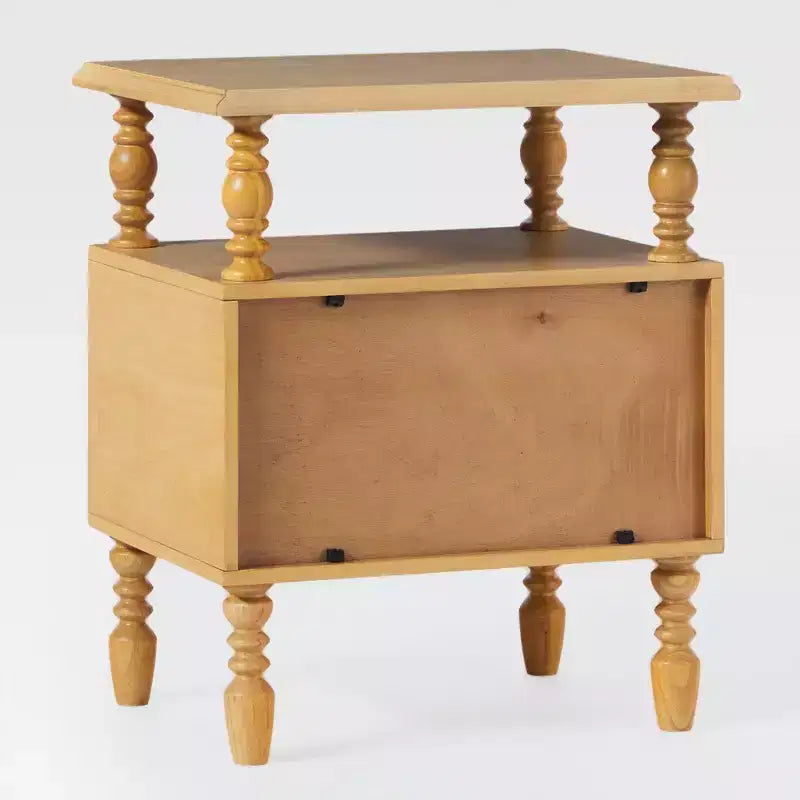Table de chevet à fuseaux en bois massif à 2 tiroirs, montage facile
