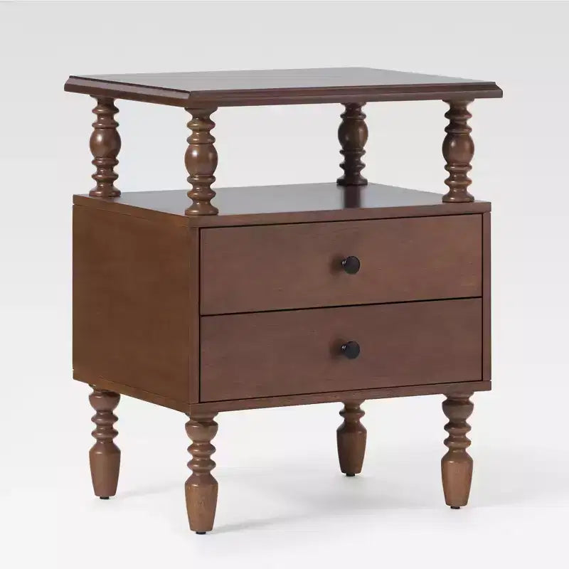 Walker Edison Easy Assembly Solid Wood 2-Drawer Spindle Nightstand