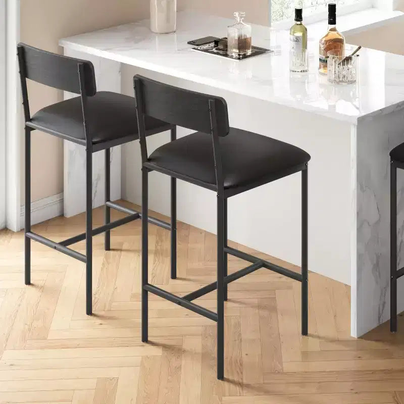 Tabourets de bar Tabourets de bar de cuisine avec repose-pieds, tabourets de bar à hauteur de comptoir rembourrés en PU