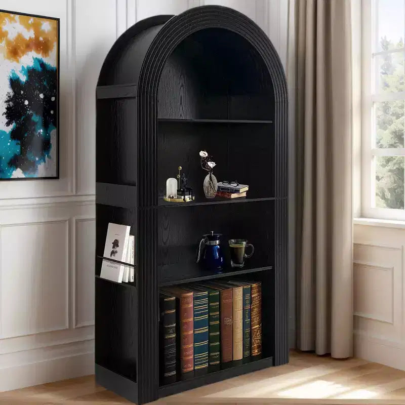 GDFStudio Dolia Mid-Century Modern 4-Tier Arched Display Bookshelf
