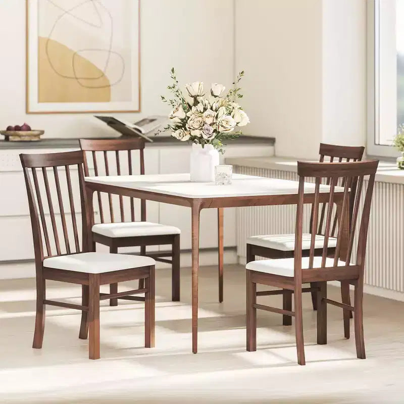 Chaises de salle à manger en bois Chaises de cuisine rembourrées de style rustique avec cadre en bois d'hévéa