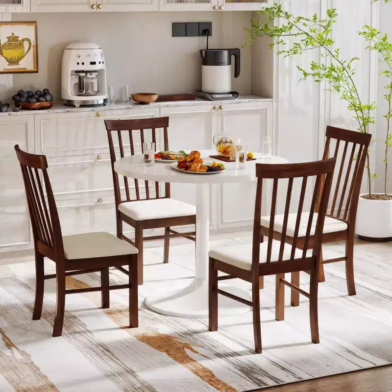 Chaises de salle à manger en bois Chaises de cuisine rembourrées de style rustique avec cadre en bois d'hévéa