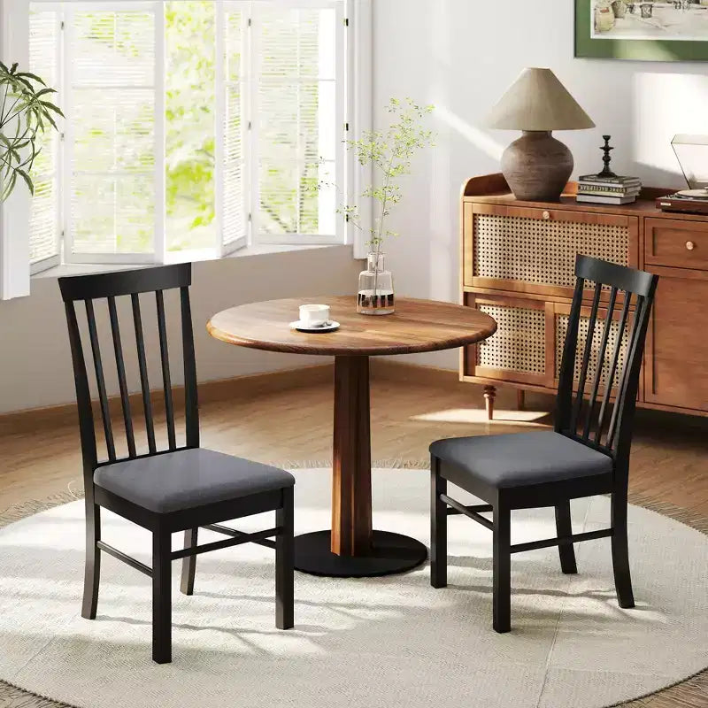 Chaises de salle à manger en bois Chaises de cuisine rembourrées de style rustique avec cadre en bois d'hévéa