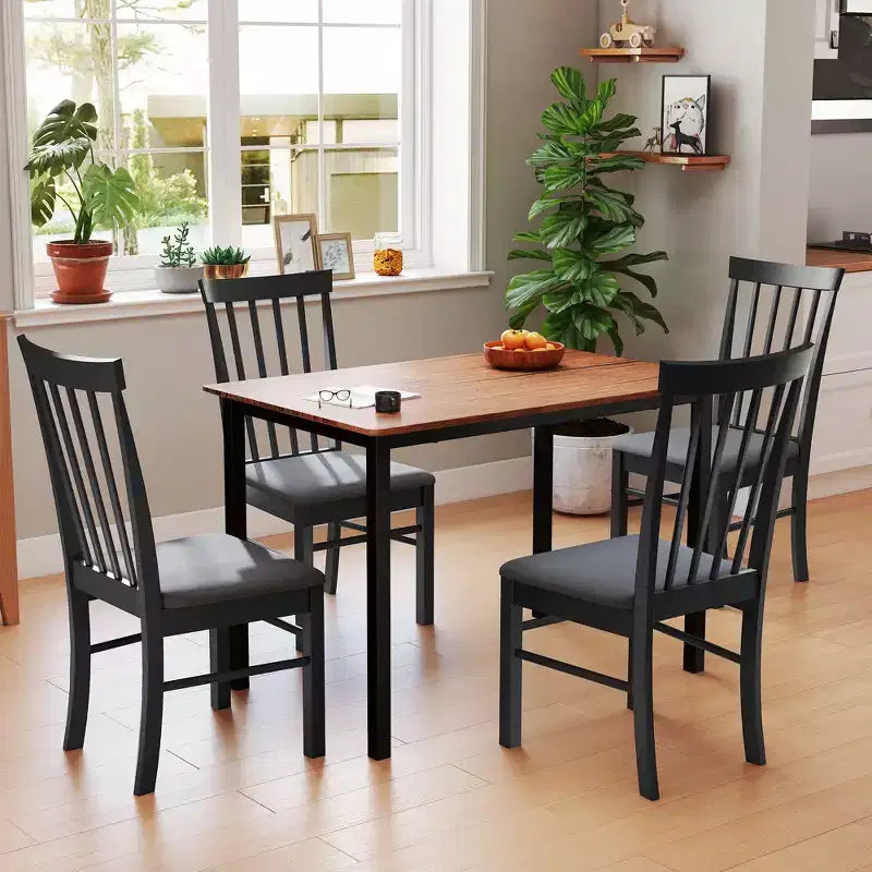 Chaises de salle à manger en bois Chaises de cuisine rembourrées de style rustique avec cadre en bois d'hévéa