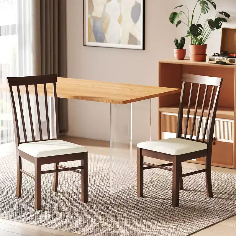 Chaises de salle à manger en bois Chaises de cuisine rembourrées de style rustique avec cadre en bois d'hévéa