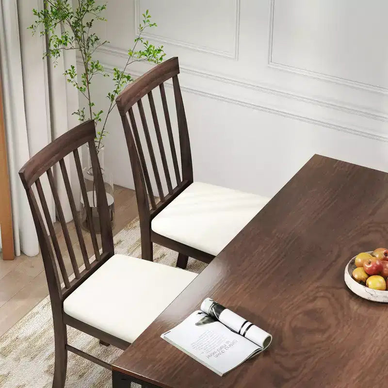 Chaises de salle à manger en bois Chaises de cuisine rembourrées de style rustique avec cadre en bois d'hévéa
