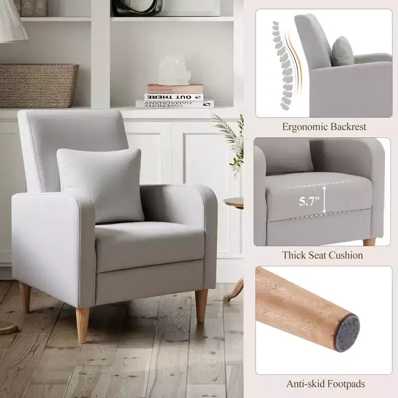 Fauteuil d'appoint en imitation peau de mouton avec oreiller, fauteuil confortable moderne