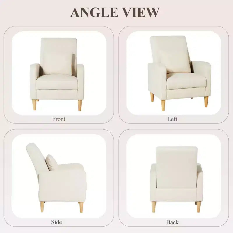 Fauteuil d'appoint en imitation peau de mouton avec oreiller, fauteuil confortable moderne