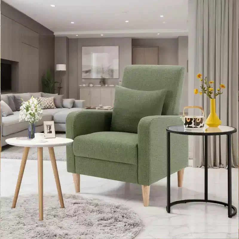 Fauteuil d'appoint en imitation peau de mouton avec oreiller, fauteuil confortable moderne