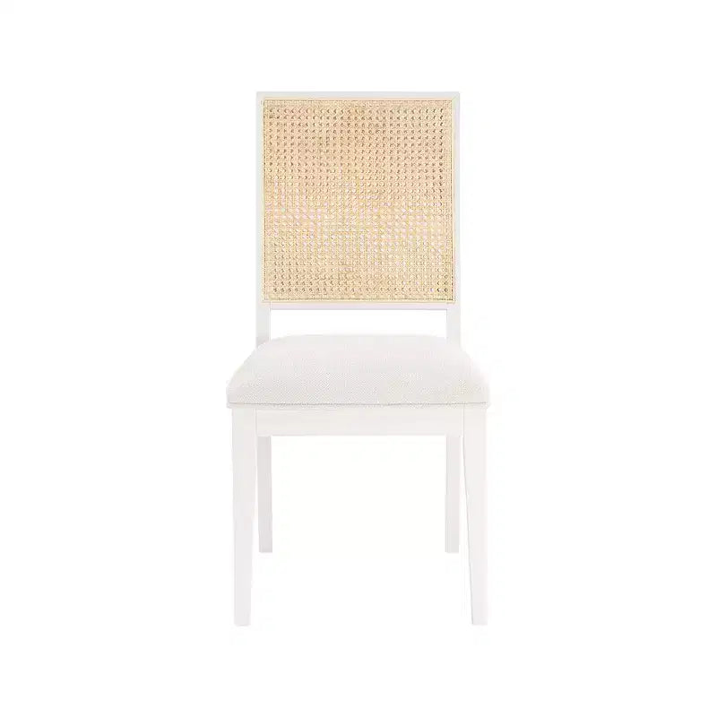 Chaise de salle à manger en tissu texturé lin crème papillon, lot de 2