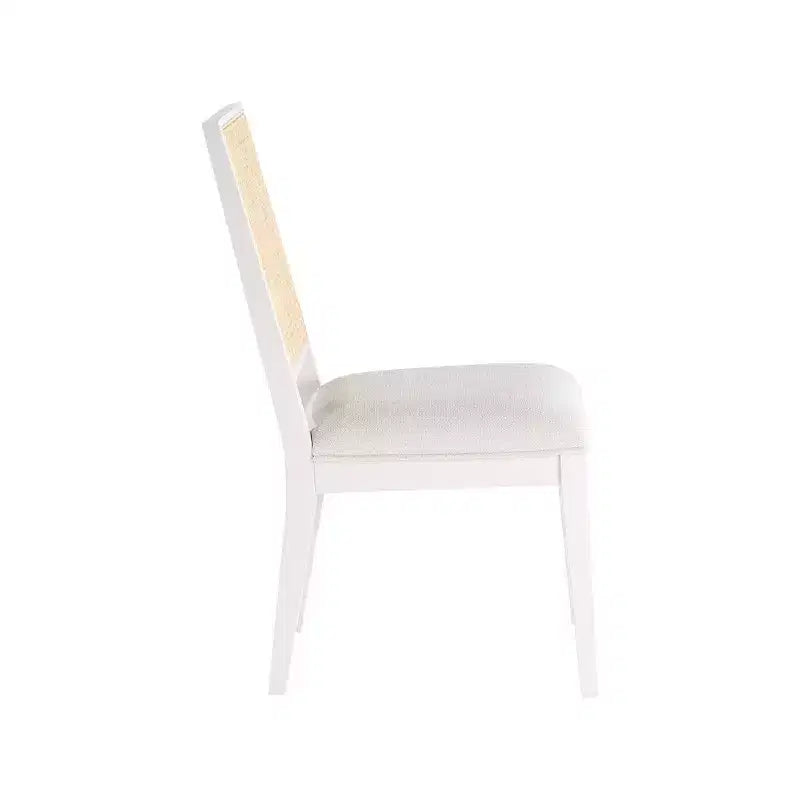 Chaise de salle à manger en tissu texturé lin crème papillon, lot de 2