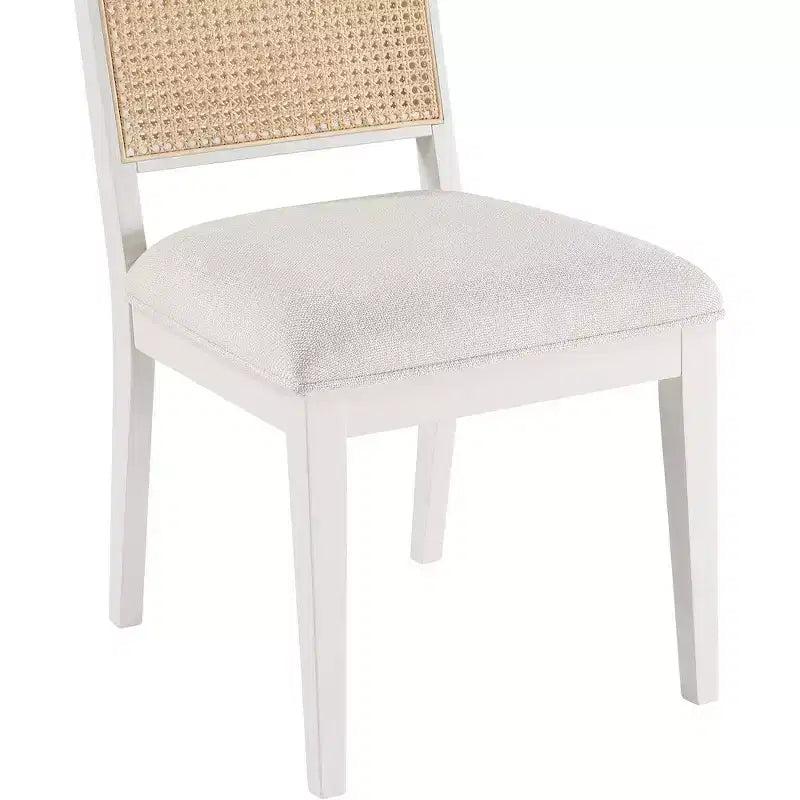 Chaise de salle à manger en tissu texturé lin crème papillon, lot de 2