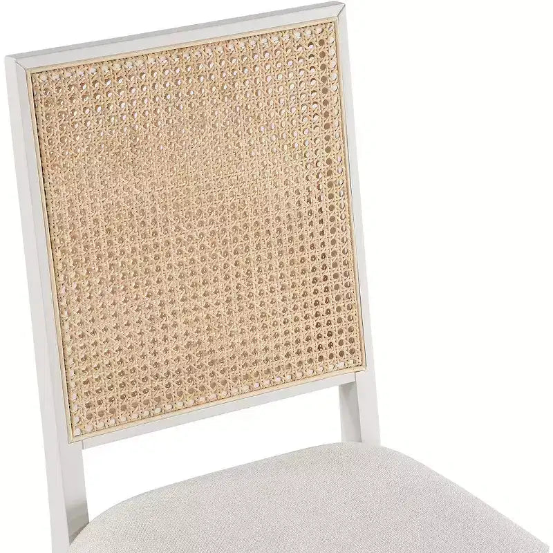 Chaise de salle à manger en tissu texturé lin crème papillon, lot de 2