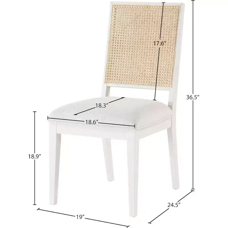 Chaise de salle à manger en tissu texturé lin crème papillon, lot de 2