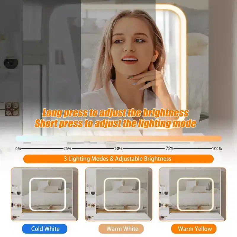 Coiffeuse avec lumières LED, Coiffeuse de maquillage avec miroir coulissant éclairé