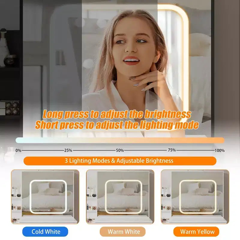 Coiffeuse avec lumières LED, Coiffeuse de maquillage avec miroir coulissant éclairé