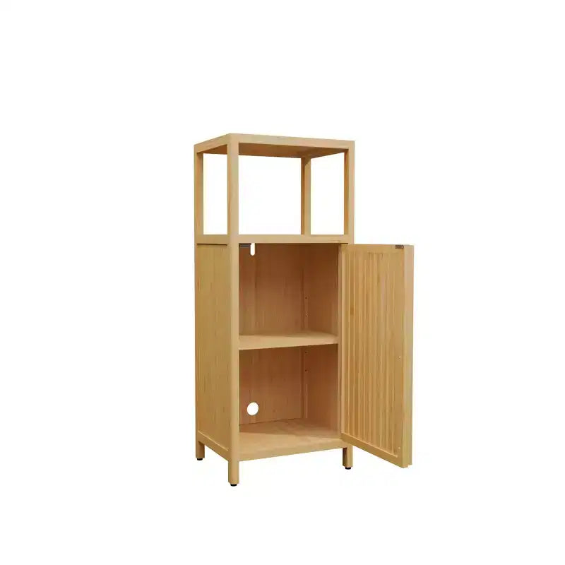 Meuble de rangement moderne en bambou 41 avec porte et étagère