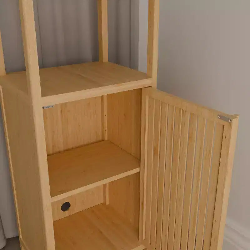 Meuble de rangement moderne en bambou 41 avec porte et étagère