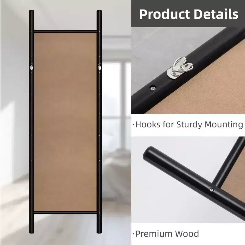 Miroir en bois massif noir encadré façon échelle