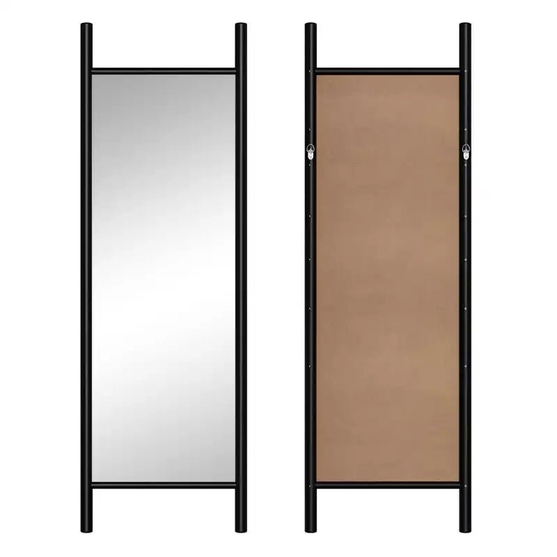 Miroir en bois massif noir encadré façon échelle