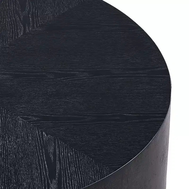 Table basse ronde en bois, table basse de salon avec base robuste en forme de tambour