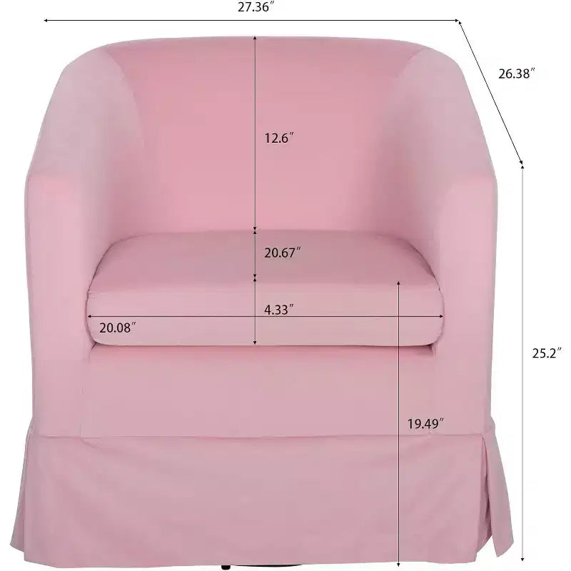 Fauteuil pivotant moderne, fauteuil d'appoint rembourré avec assise large et coussin élastique